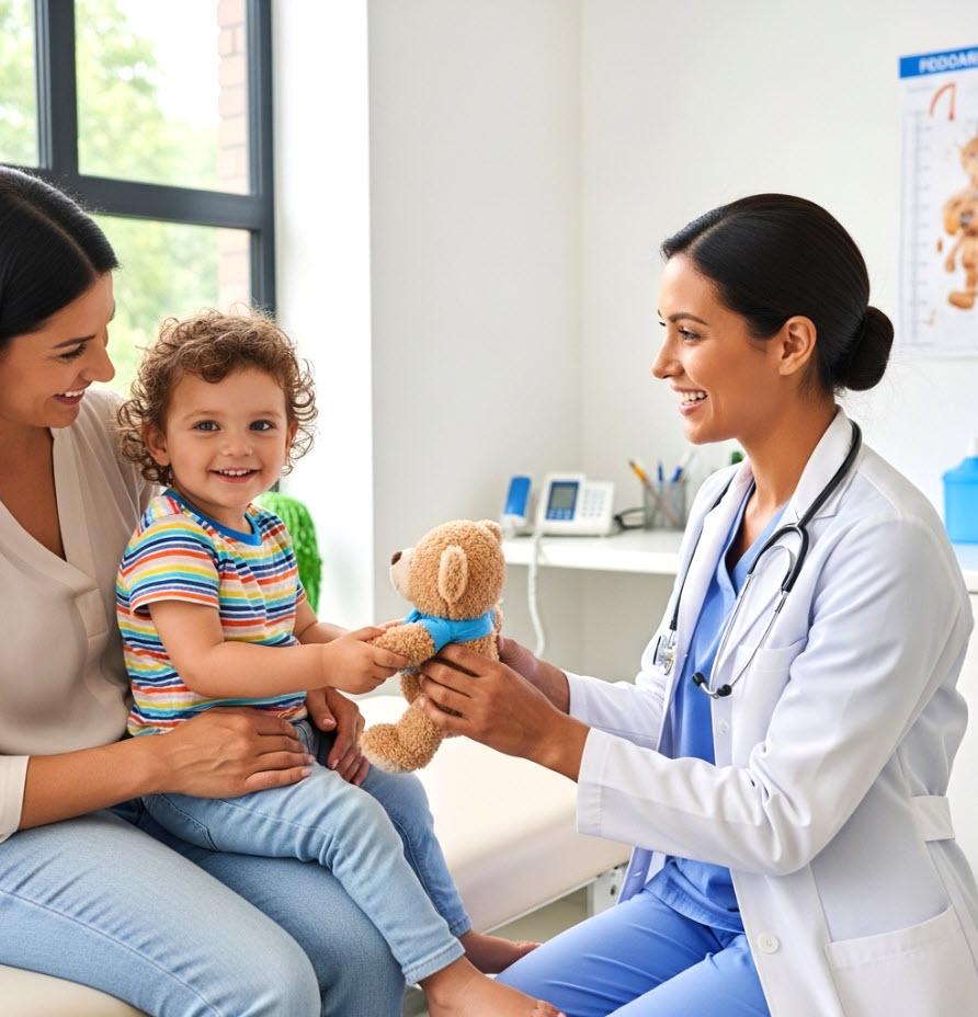 A comforting check-up for a young child