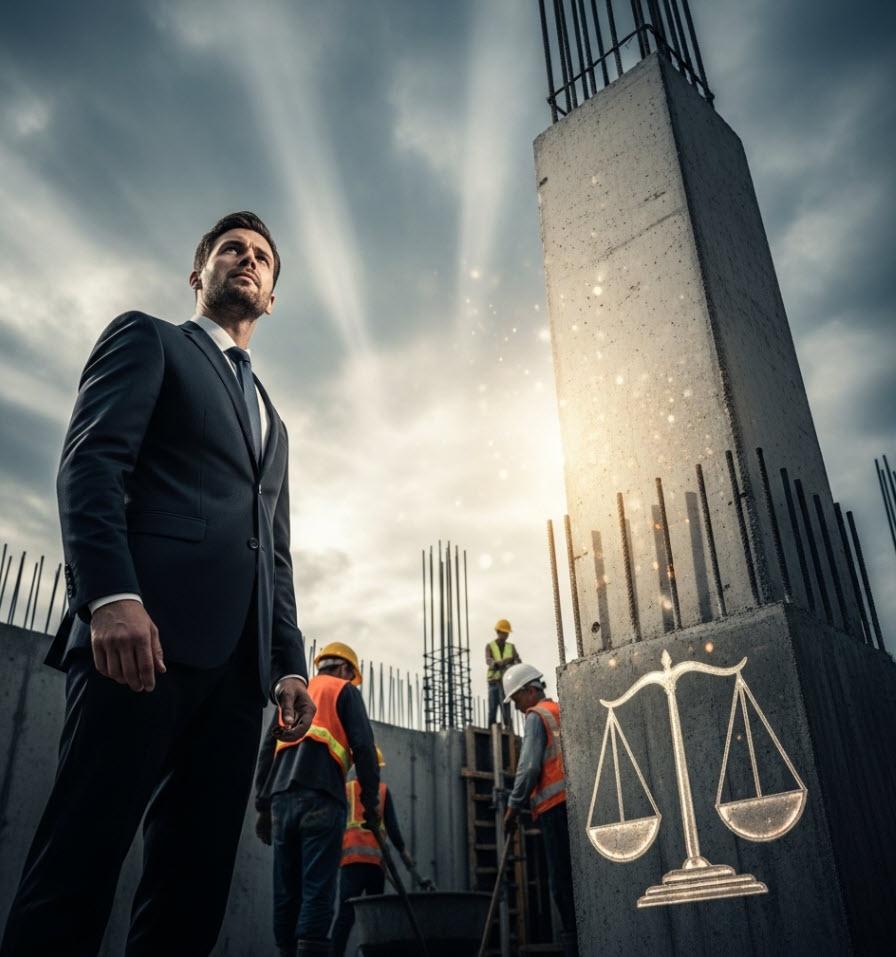 A strong foundation being built or repaired