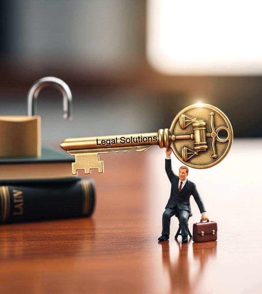 A key pendant: unlocking legal solutions.