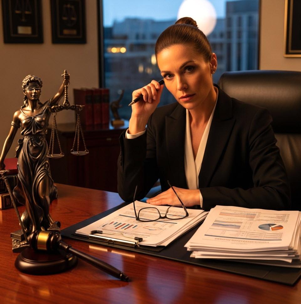 Divorce Lawyer Analyzing Complex Financial Documents