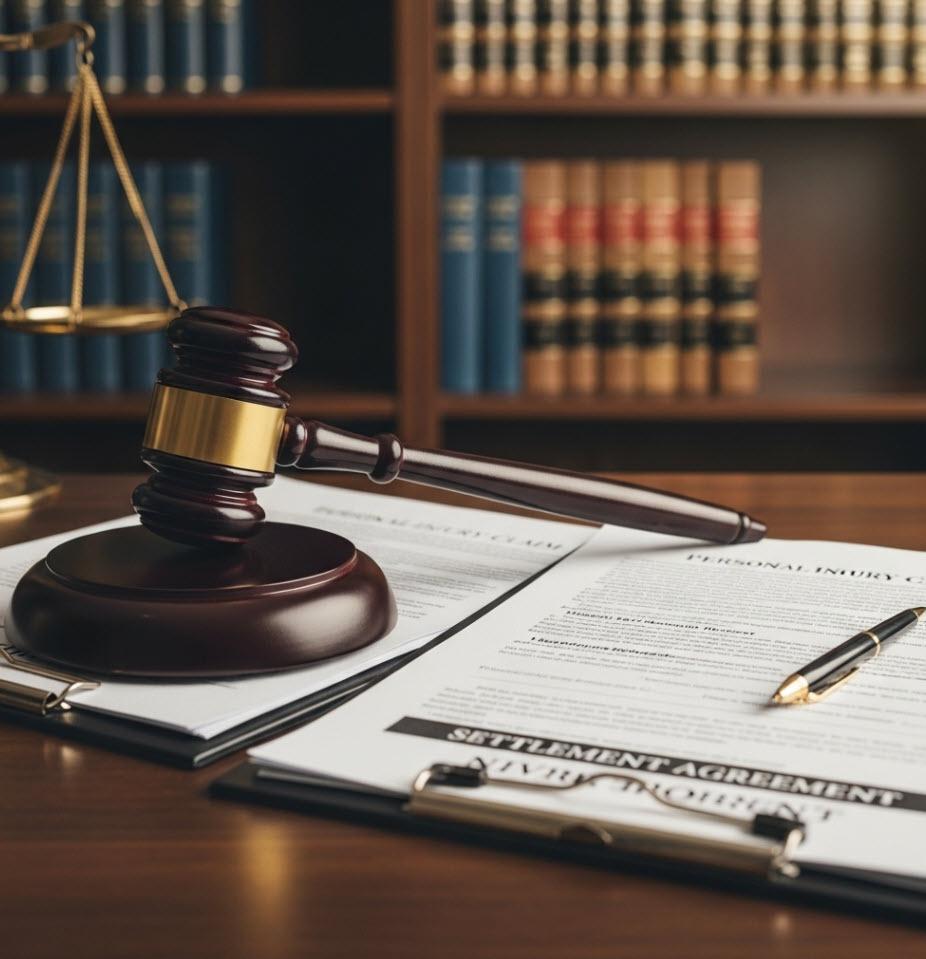 Gavel and Legal Docs on the case of injury