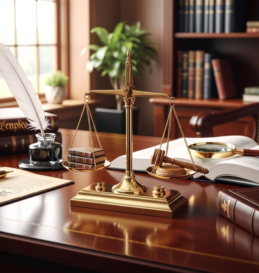 The scales of justice as a desk paperweight