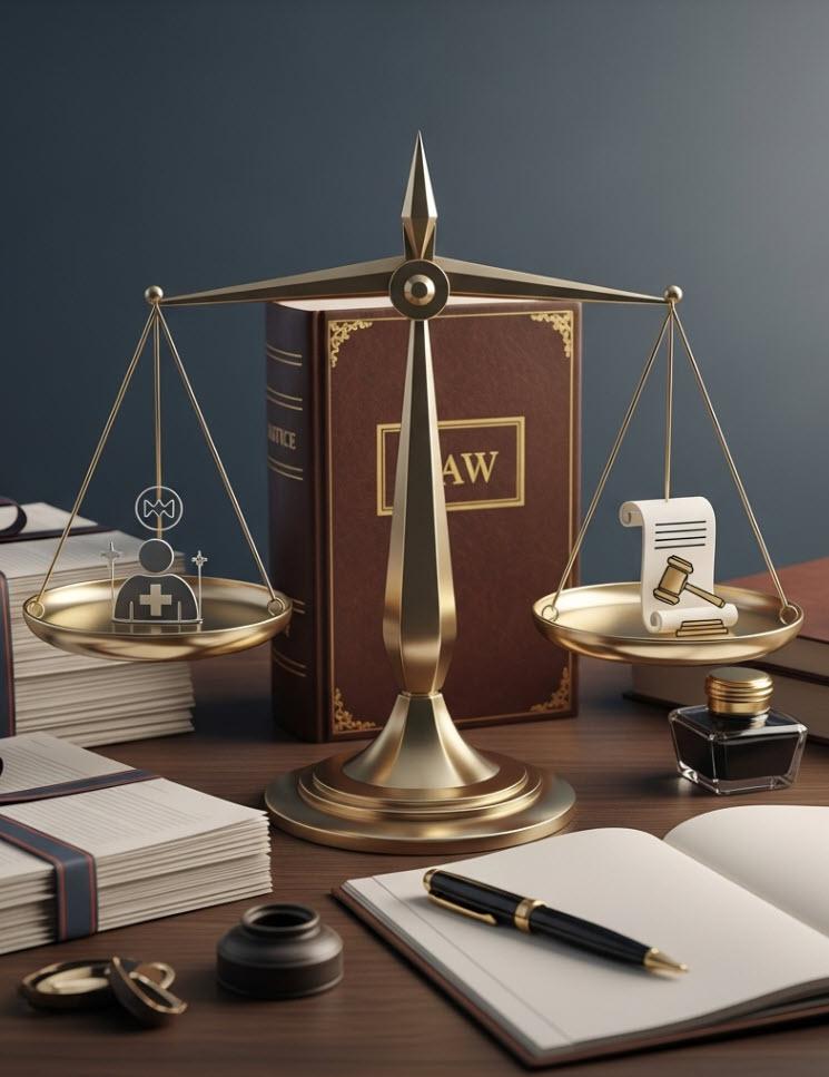 Injury Law Practise Scales of Justice Illustration