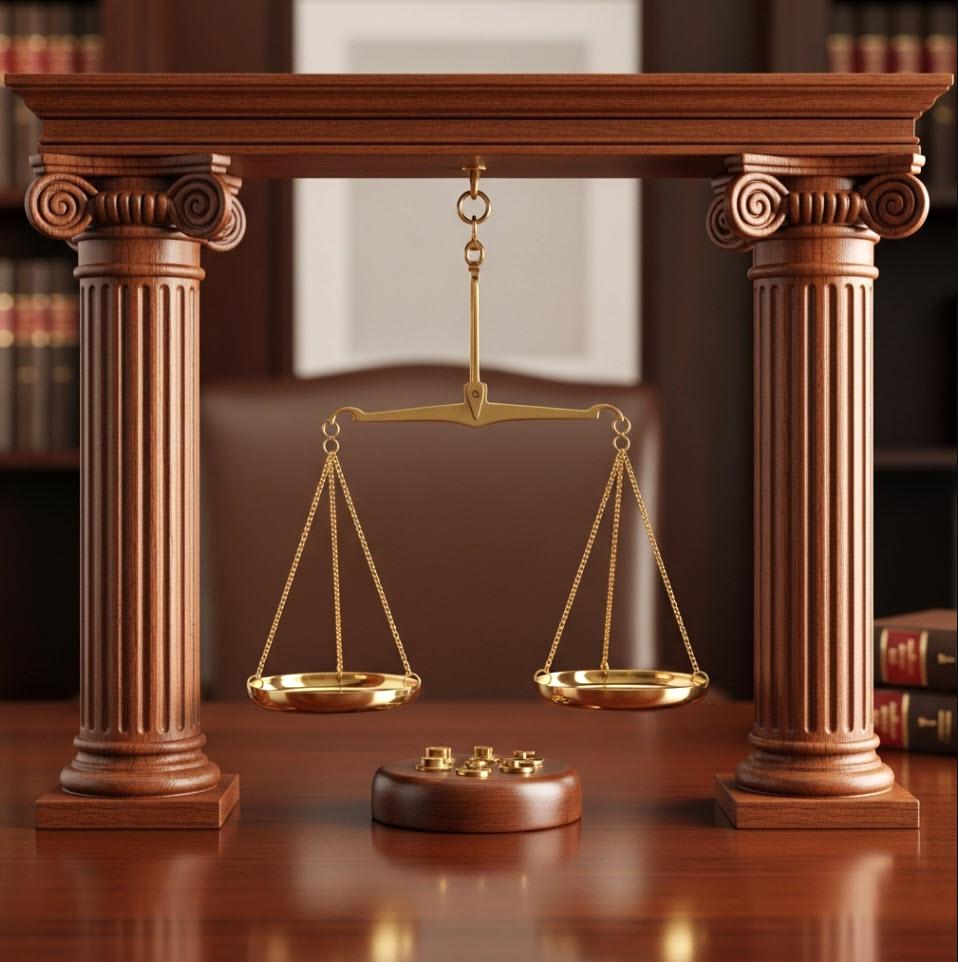 Scales and Columns of the Lawyer Office Decor